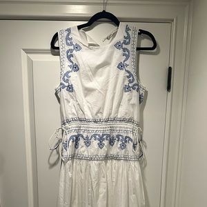 White Zara embroidered dress. Cute for a spring bride’s wedding events!